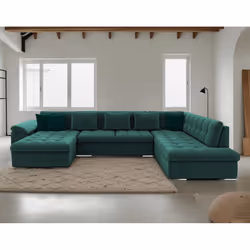 Best Mobilier Chuck, Bleu, Marine, Tissu, Velours, Bois, Plastique, 3500 mm