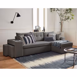 Best Mobilier California, Gris, Velours, Plastique, 2460 mm, 1450 mm, 850 mm