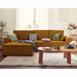 Best Mobilier Dellia, Jaune, Velours, Bois, Plastique, 2890 mm, 1820 mm