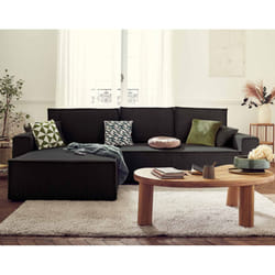 Best Mobilier Dellia Canapé d'angle 4 siège(s) Anthracite, Gris