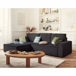 Best Mobilier Dellia Canapé d'angle 4 siège(s) Anthracite, Gris