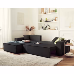 Best Mobilier Dellia Canapé d'angle 4 siège(s) Anthracite, Gris