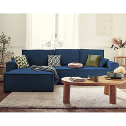 Best Mobilier Dellia Canapé d'angle 4 siège(s) Bleu
