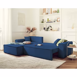 Best Mobilier Dellia Canapé d'angle 4 siège(s) Bleu