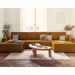 Best Mobilier Dellia, Jaune, Velours, Bois, Plastique, 3900 mm, 1850 mm
