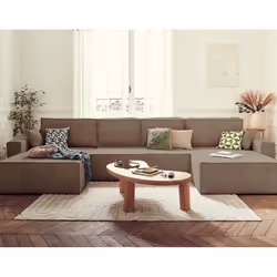 Best Mobilier Dellia, Taupe, Velours, Bois, Plastique, 3900 mm, 1850 mm
