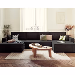 Best Mobilier Dellia, Anthracite, Gris, Velours, Bois, Plastique, 3900 mm, 1850 mm