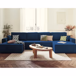 Best Mobilier Dellia, Bleu, Velours, Bois, Plastique, 3900 mm, 1850 mm