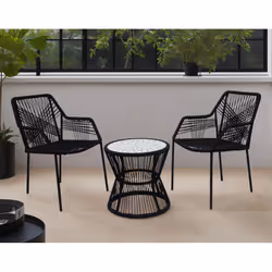 Best Mobilier Zambra, Noir, Métal, 2 siège(s), 2 chaises, 1 table basse, 1 pièce(s), 570 mm