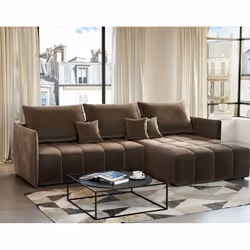 Best Mobilier Petra, Taupe, Velours, Bois, Plastique, 2420 mm, 1800 mm