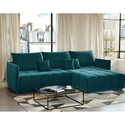 Best Mobilier Petra Canapé d'angle 4 siège(s) Bleu