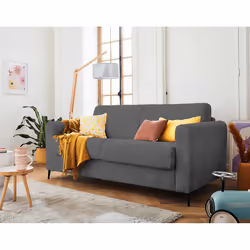 Best Mobilier Owen, Gris, Velours, Métal, 1950 mm, 990 mm, 880 mm