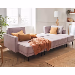 Best Mobilier Charlie Canapé d'angle 7 siège(s) Rose