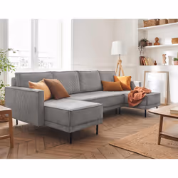 Best Mobilier Charlie, Gris, Velours, Bois, Métal, 2820 mm, 1460 mm