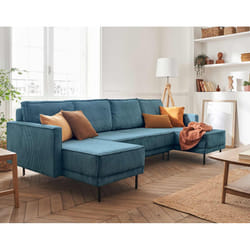 Best Mobilier Charlie Canapé d'angle 7 siège(s) Bleu