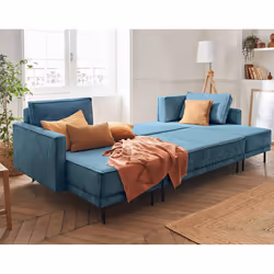 Best Mobilier Charlie Canapé d'angle 7 siège(s) Bleu