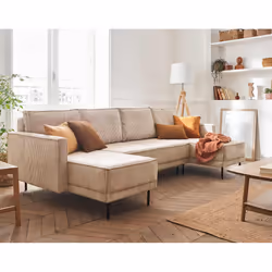 Best Mobilier Charlie, Beige, Velours, Bois, Métal, 2820 mm, 1460 mm