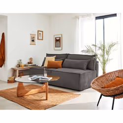Best Mobilier Kiara, Gris, Velours, Bois, Plastique, 1960 mm, 1020 mm