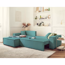 Best Mobilier Dellia Canapé d'angle 4 siège(s) Bleu