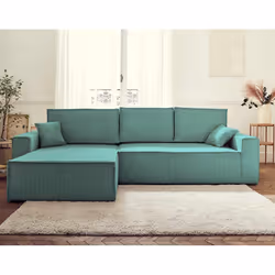 Best Mobilier Dellia Canapé d'angle 4 siège(s) Bleu - Vue supplémentaire 5