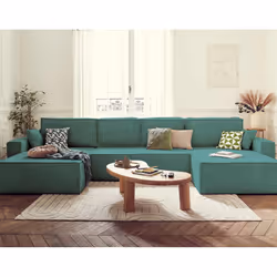Best Mobilier Dellia, Bleu, Velours, Bois, Plastique, 3900 mm, 1850 mm