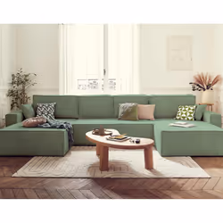 Best Mobilier Dellia, Vert, Velours, Bois, Plastique, 3900 mm, 1850 mm