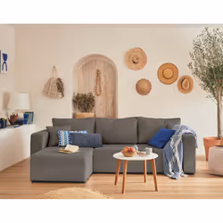 Best Mobilier Topaze, Gris, Velours, Plastique, 2450 mm, 1400 mm, 850 mm