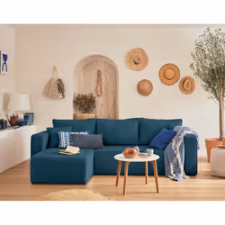 Best Mobilier Topaze, Bleu, Velours, Plastique, 2450 mm, 1400 mm, 850 mm