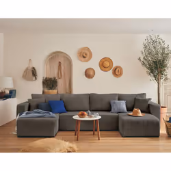 Best Mobilier Topaze, Gris, Velours, Bois, Plastique, 3200 mm, 1400 mm