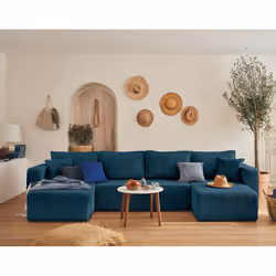 Best Mobilier Topaze, Bleu, Velours, Bois, Plastique, 3200 mm, 1400 mm