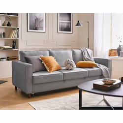 Best Mobilier Jake, Gris, Velours, Bois, Bois, 2200 mm, 890 mm