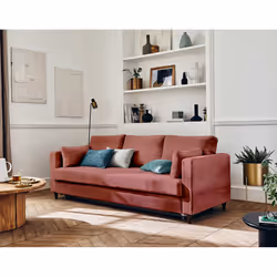 Best Mobilier Anna, Rose, Velours, Bois, 2220 mm, 890 mm, 850 mm