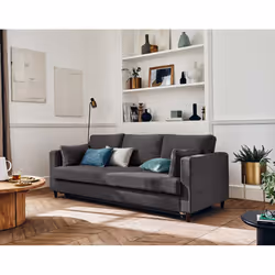 Best Mobilier Anna, Gris, Velours, Bois, 2220 mm, 890 mm, 850 mm
