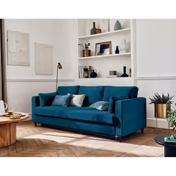 Best Mobilier Anna, Bleu, Velours, Bois, 2220 mm, 890 mm, 850 mm