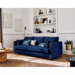 Best Mobilier Anna, Bleu, Velours, Bois, 2220 mm, 890 mm, 850 mm