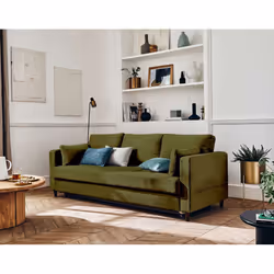 Best Mobilier Anna, Vert, Olive, Velours, Bois, 2220 mm, 890 mm, 850 mm