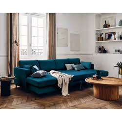 Best Mobilier Anna Canapé d'angle 7 siège(s) Bleu