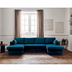 Best Mobilier Anna Canapé d'angle 7 siège(s) Bleu - Vue supplémentaire 6