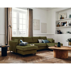 Best Mobilier Anna Canapé d'angle 7 siège(s) Vert, Olive