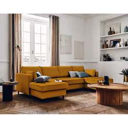 Best Mobilier Anna, Jaune, Velours, Bois, Bois, 2890 mm, 1480 mm