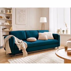 Best Mobilier Brooke, Bleu, Velours, Bois, Bois, 2300 mm, 880 mm