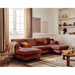 Best Mobilier Brooke, Rose, Velours, Bois, Bois, 2950 mm, 1480 mm