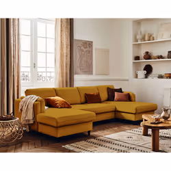 Best Mobilier Brooke, Jaune, Velours, Bois, Bois, 2950 mm, 1480 mm