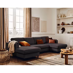 Best Mobilier Brooke, Gris, Velours, Bois, Bois, 2950 mm, 1480 mm