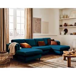 Best Mobilier Brooke, Bleu, Velours, Bois, Bois, 2950 mm, 1480 mm