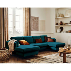 Best Mobilier Brooke Canapé d'angle 7 siège(s) Bleu
