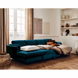 Best Mobilier Brooke Canapé d'angle 7 siège(s) Bleu