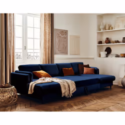 Best Mobilier Brooke Canapé d'angle 7 siège(s) Bleu