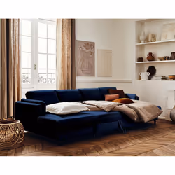 Best Mobilier Brooke Canapé d'angle 7 siège(s) Bleu