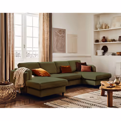 Best Mobilier Brooke Canapé d'angle 7 siège(s) Vert, Olive